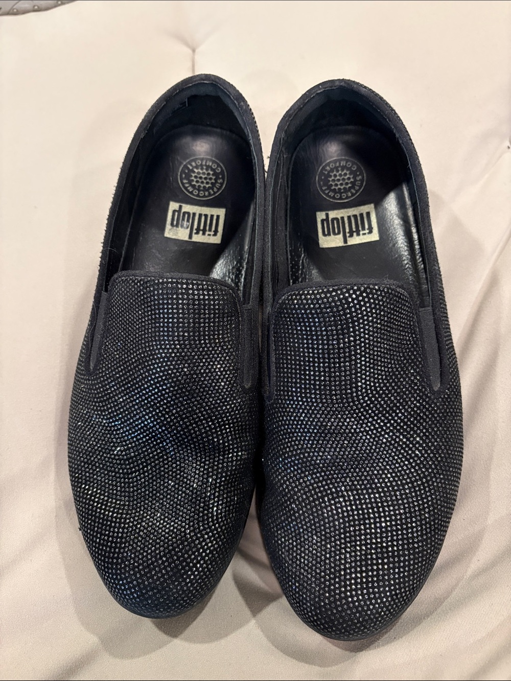Fitflop Black Sparkle Slip-On Loafers